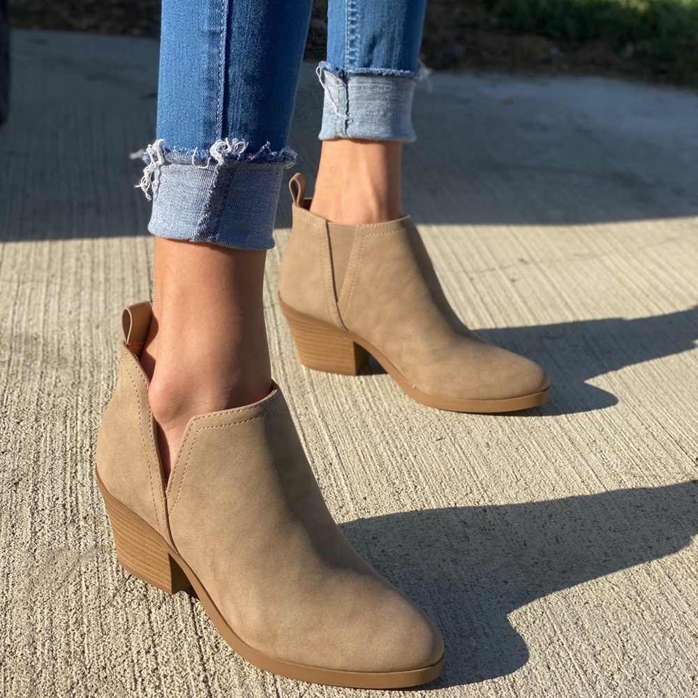 Taupe Ankle Slip On Booties - Picture 2 of 4